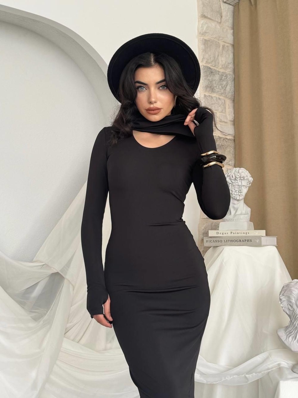 Zaria Pelerin Elbise ETK-00801-siyah