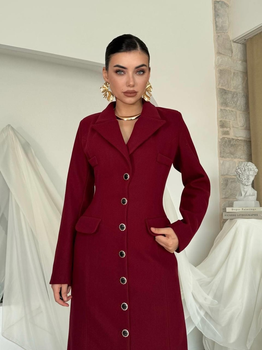 Marya Ceket Elbise ETK-00787-bordo