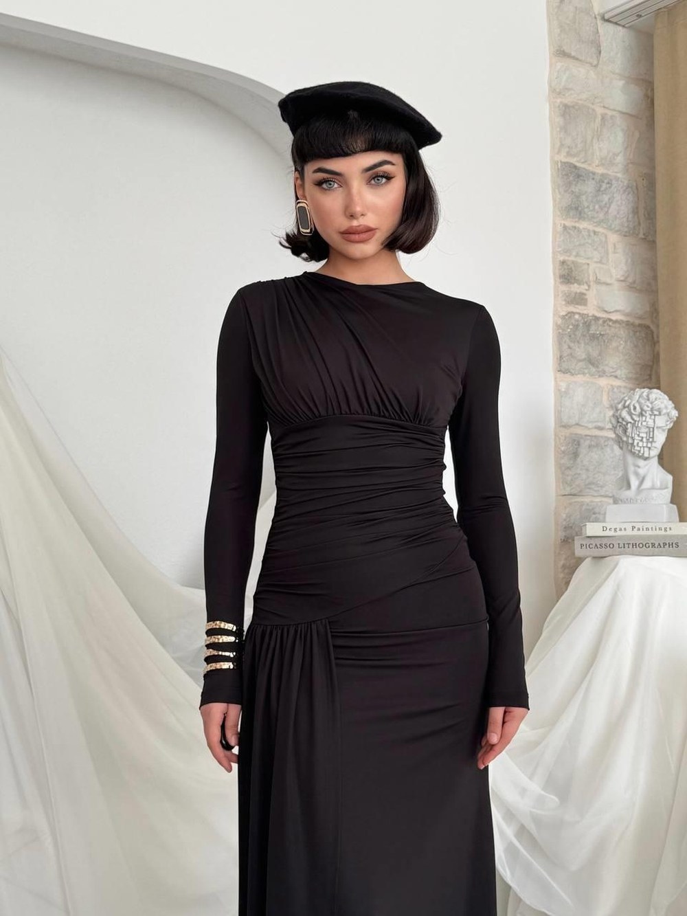 Amor Midi Elbise ETK-00821-siyah