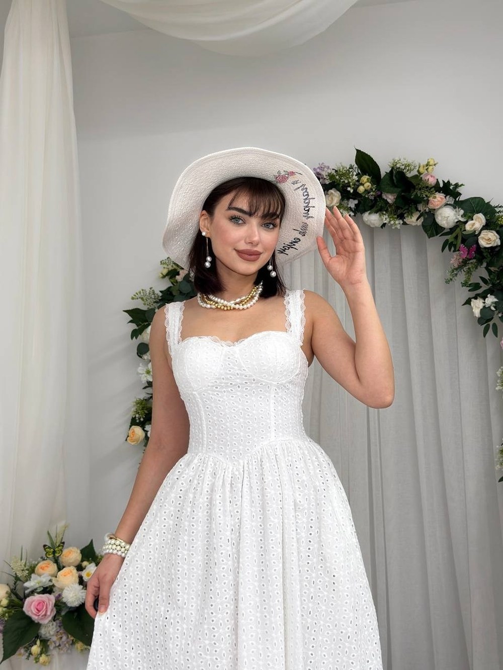 Lemel Midi Elbise ETK-00855-beyaz