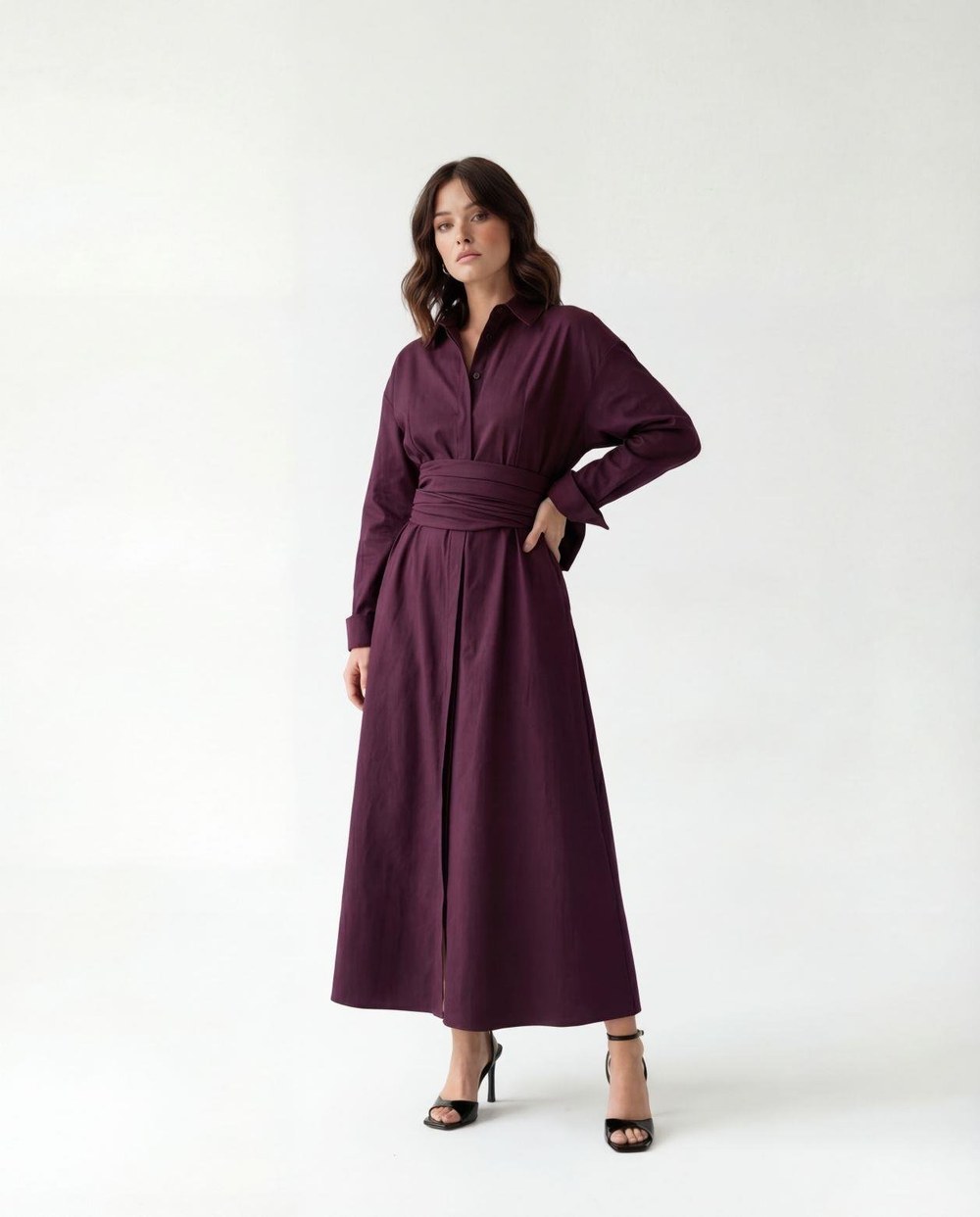 7605 Elbise-Bordo