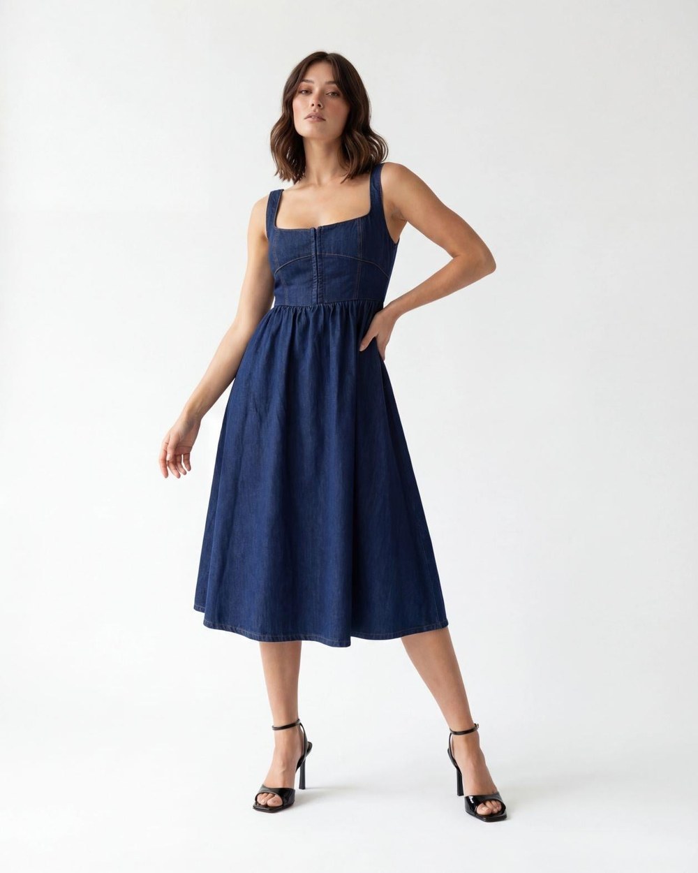7143 Kot Elbise-Blue