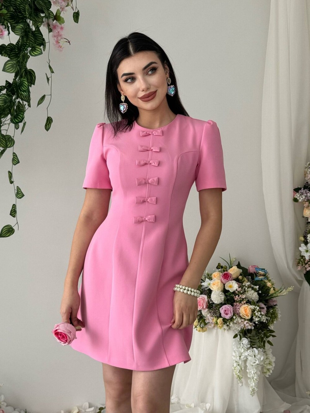 Evan Fiyonk Detaylı Elbise ETK-00899-pembe