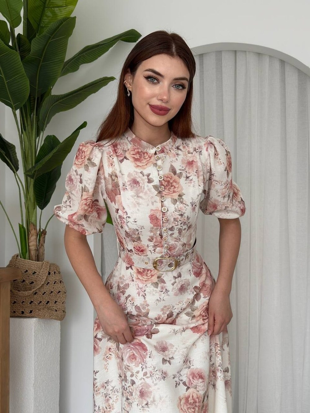 Woly Kemer Detaylı Elbise ETK-00892-bej