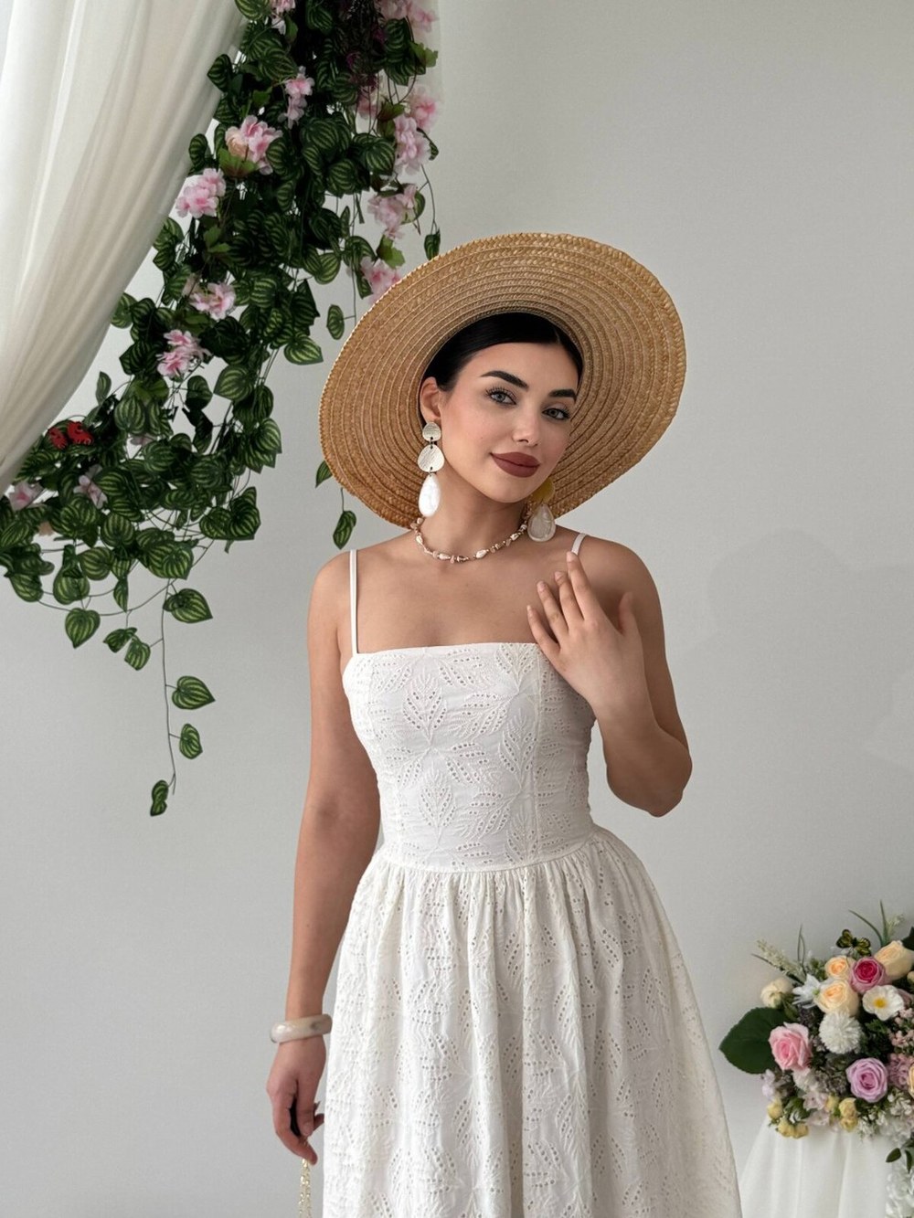 Omra Midi Elbise ETK-00846-bej