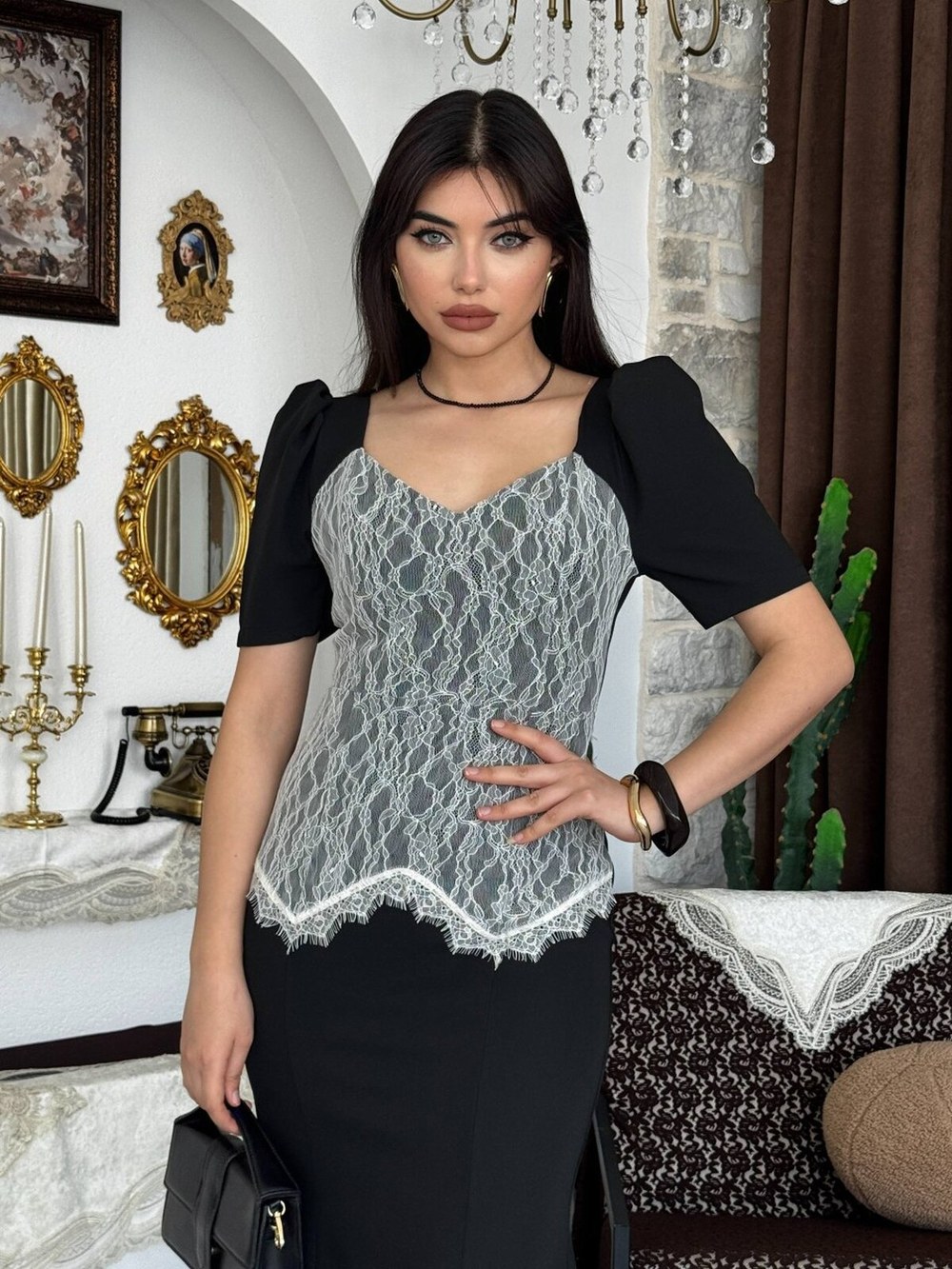 Cresh Midi Elbise ETK-00934-siyah