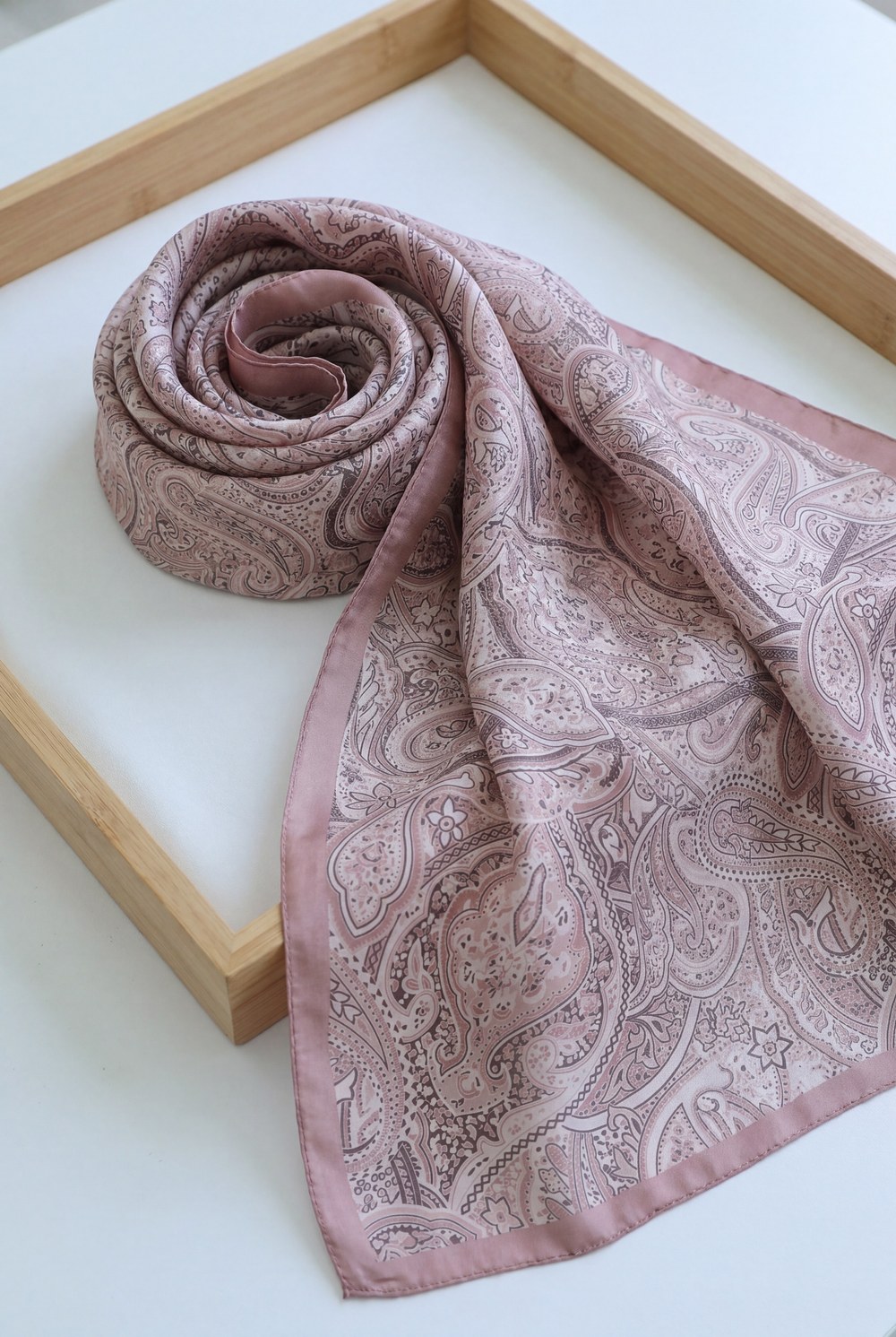 Geleneksel Floral Desenli Coton Şal -Gül Kurusu