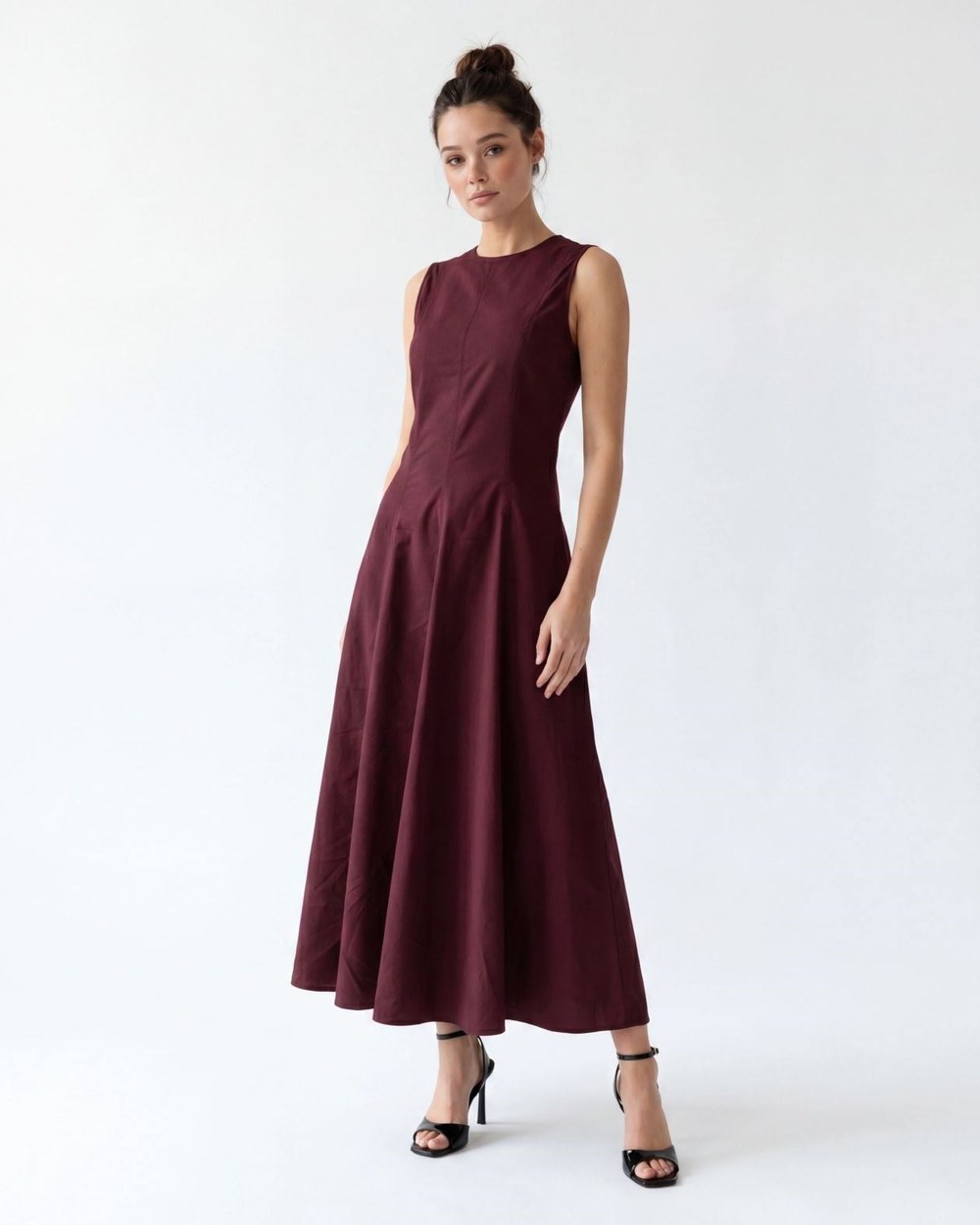 7604 Elbise-Bordo