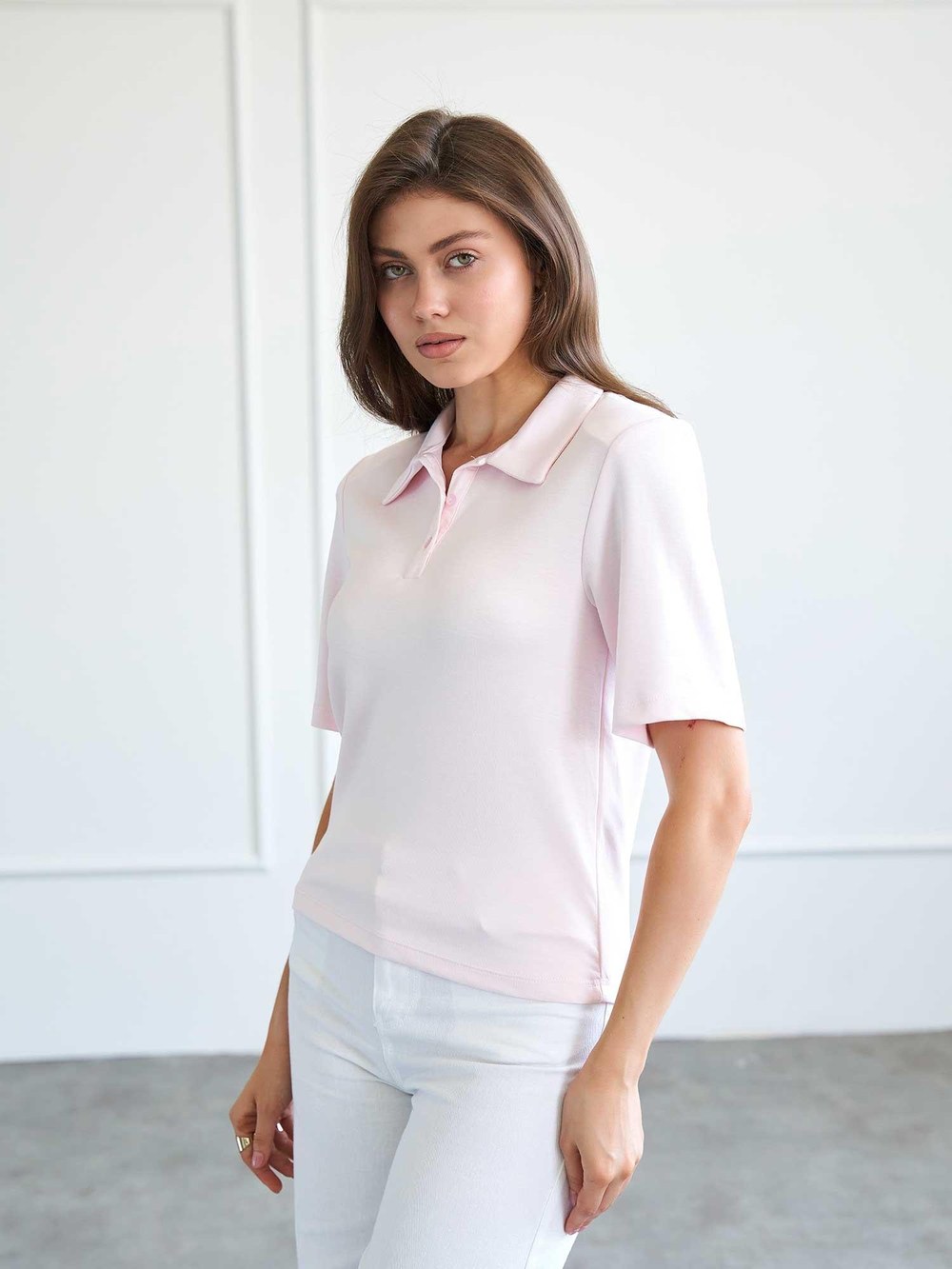 071824 Vatkalı Polo Yaka Bluz
