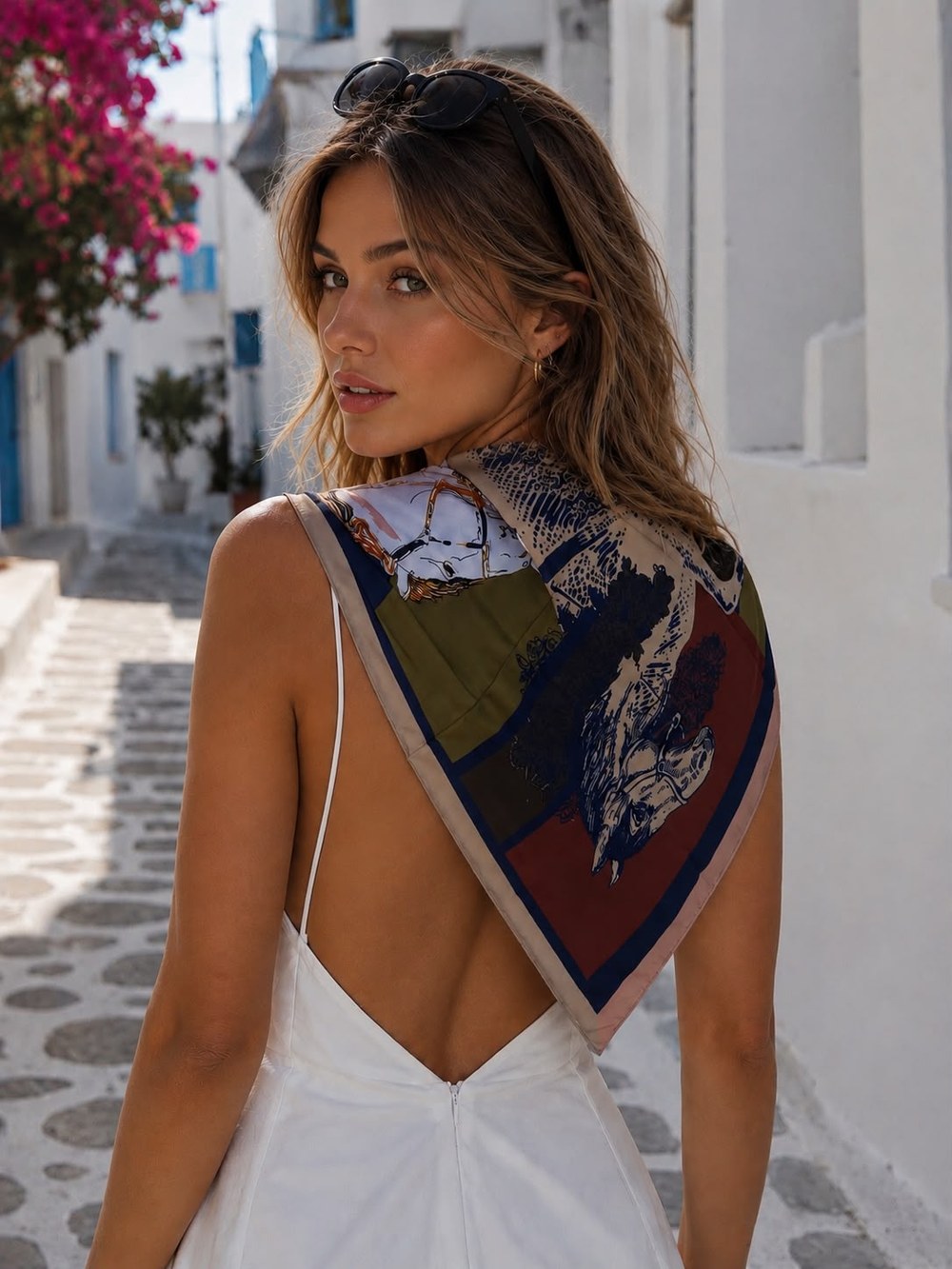 15420 Lacivert At Desenli Bandana Fular 70x70 Cm
