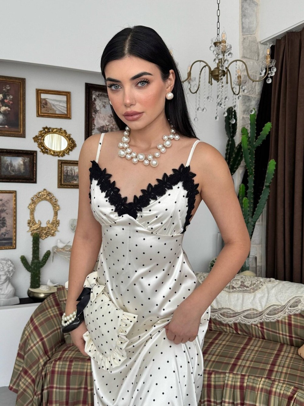 Jurs Güpür Dantel Detaylı Elbise ETK-00986-ekru