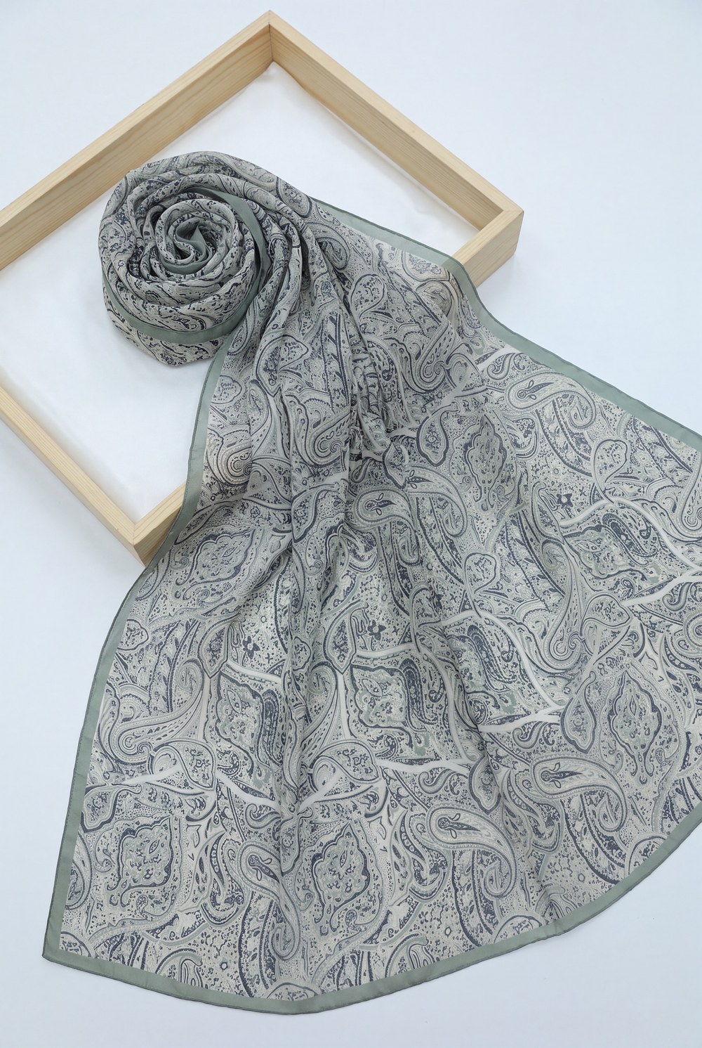 Geleneksel Floral Desenli Coton Şal -Çağla Yeşili