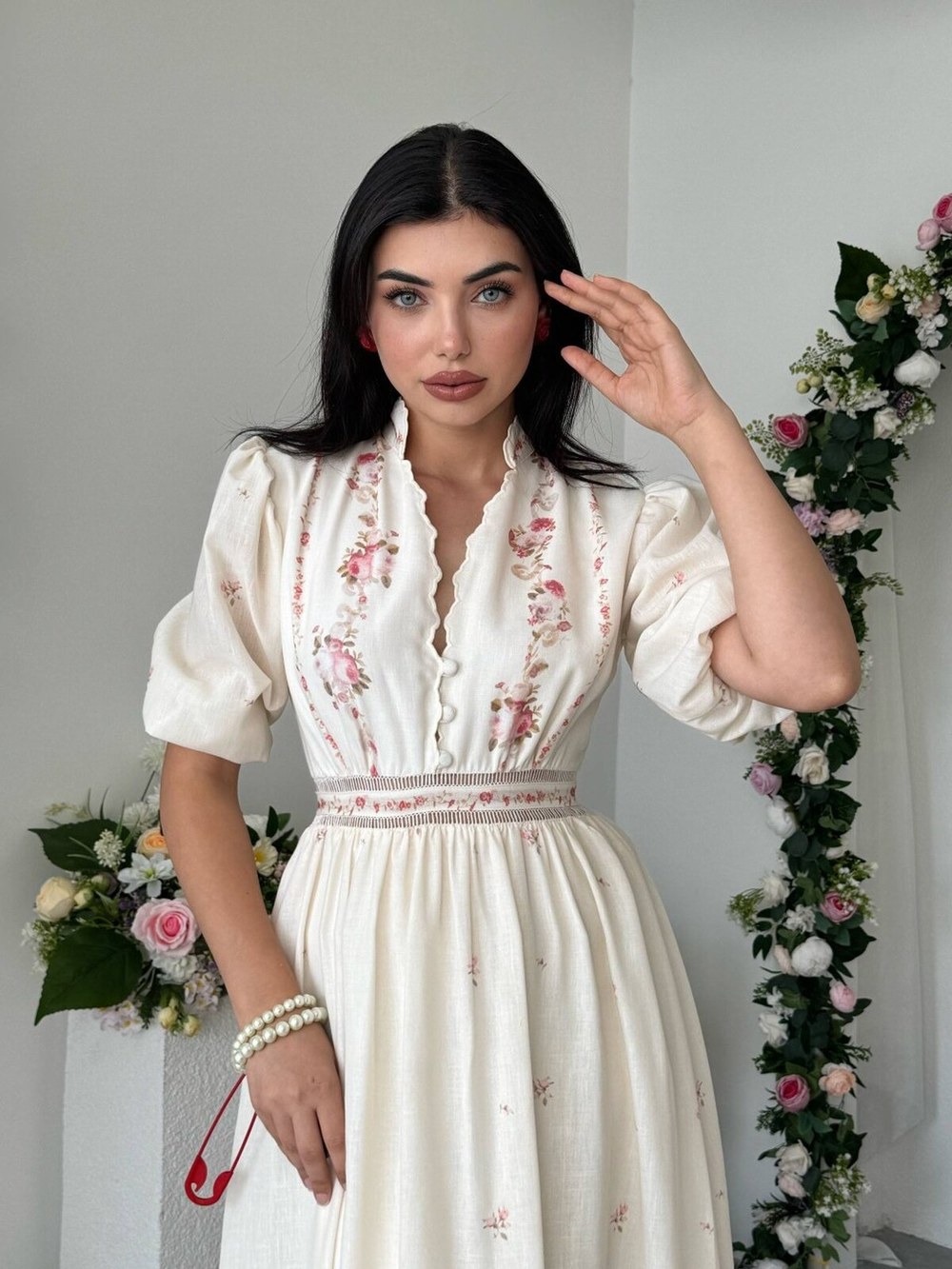 Dersa Midi Elbise ETK-00996-pembe
