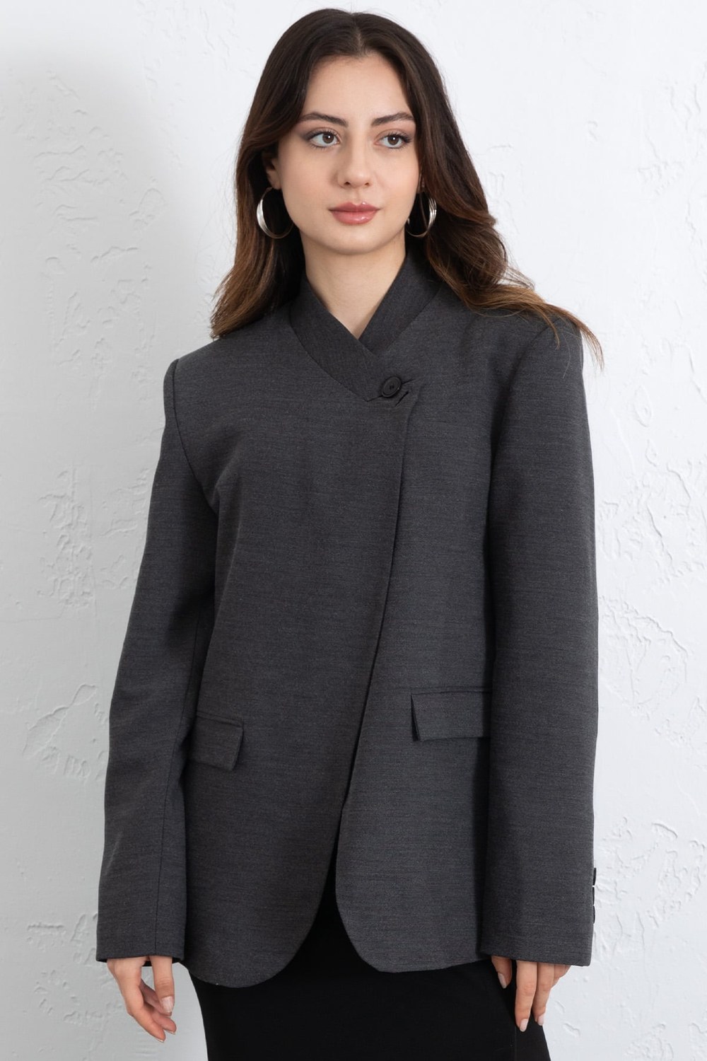 Yüksek Yaka Blazer Ceket 269013 - Antrasit