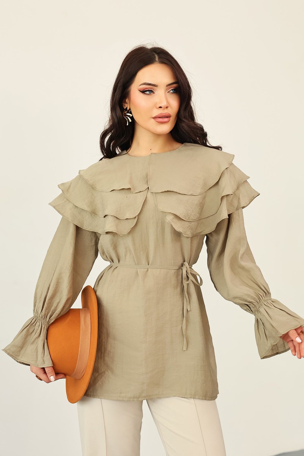 Katlı Yaka Tunik 0062 - Haki
