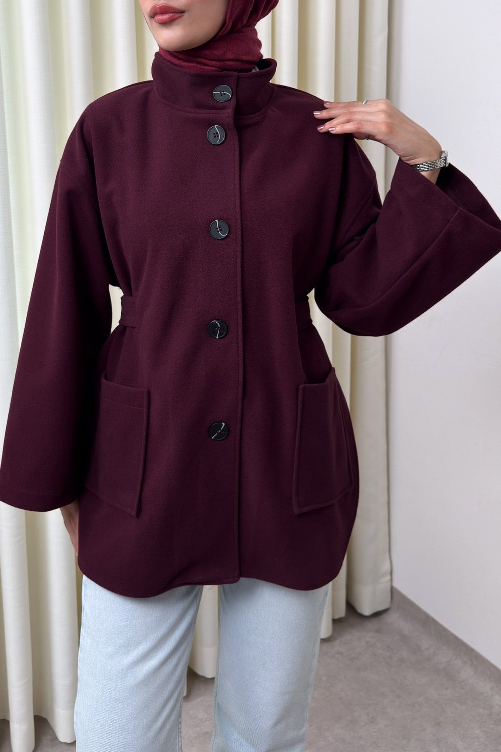 Hakim Yaka Kaşe Ceket 0035 - Bordo