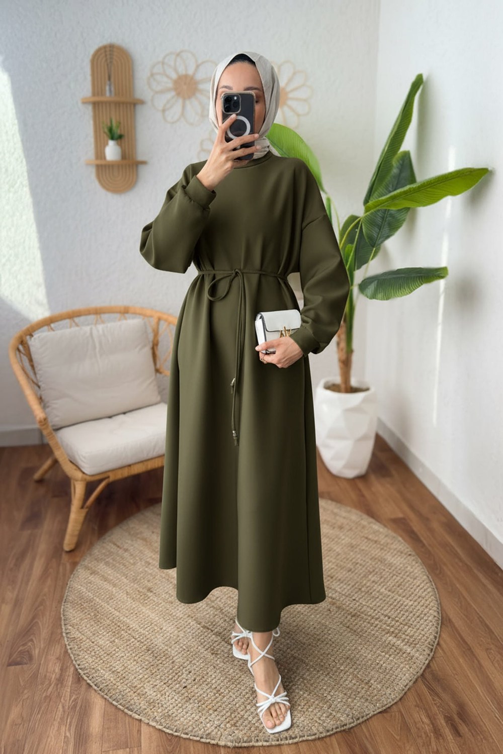 Elegance Scuba Elbise 2211 - Haki