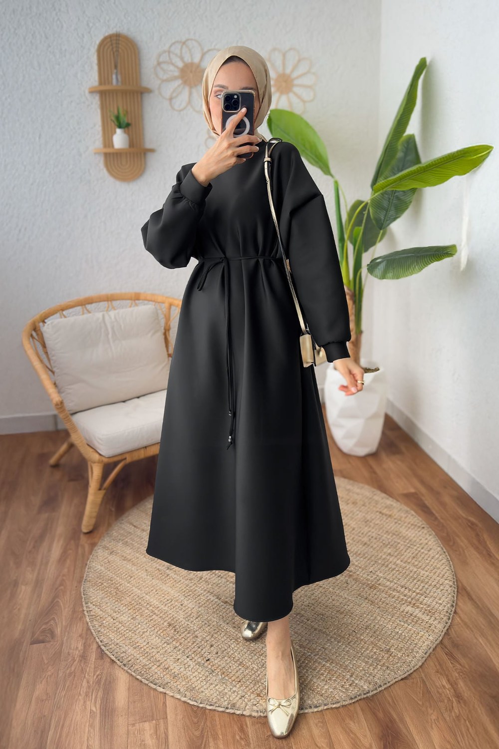 Elegance Scuba Elbise 2211 - Siyah
