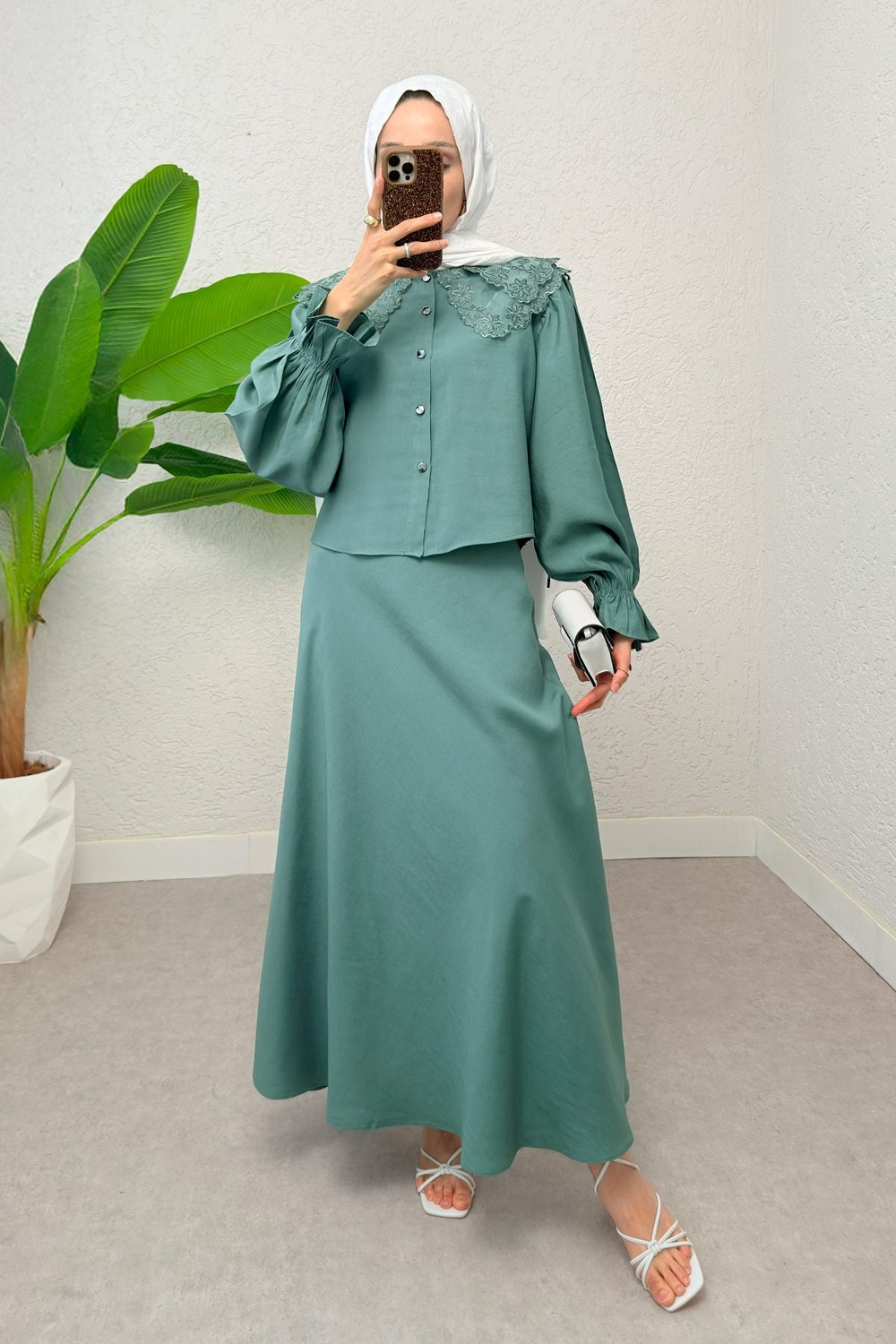 Bebe Yaka Etek Takım 2255 - Mint Yeşili