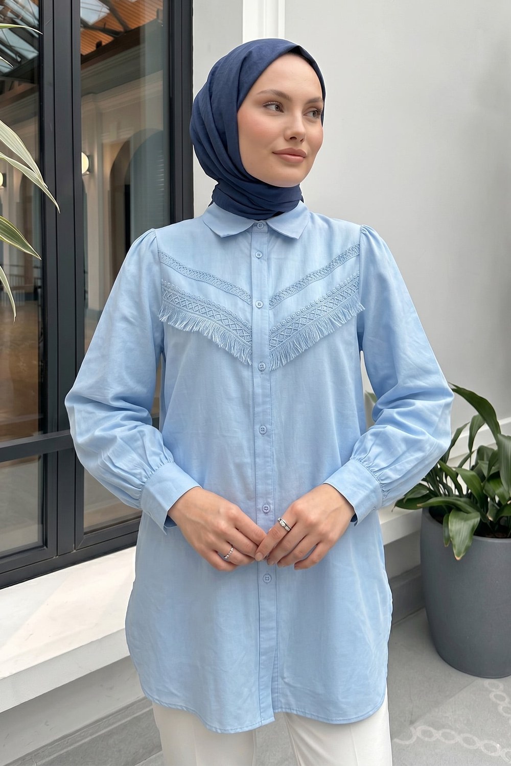 Püskül Detaylı Gömlek 2109 - Bebe Mavisi