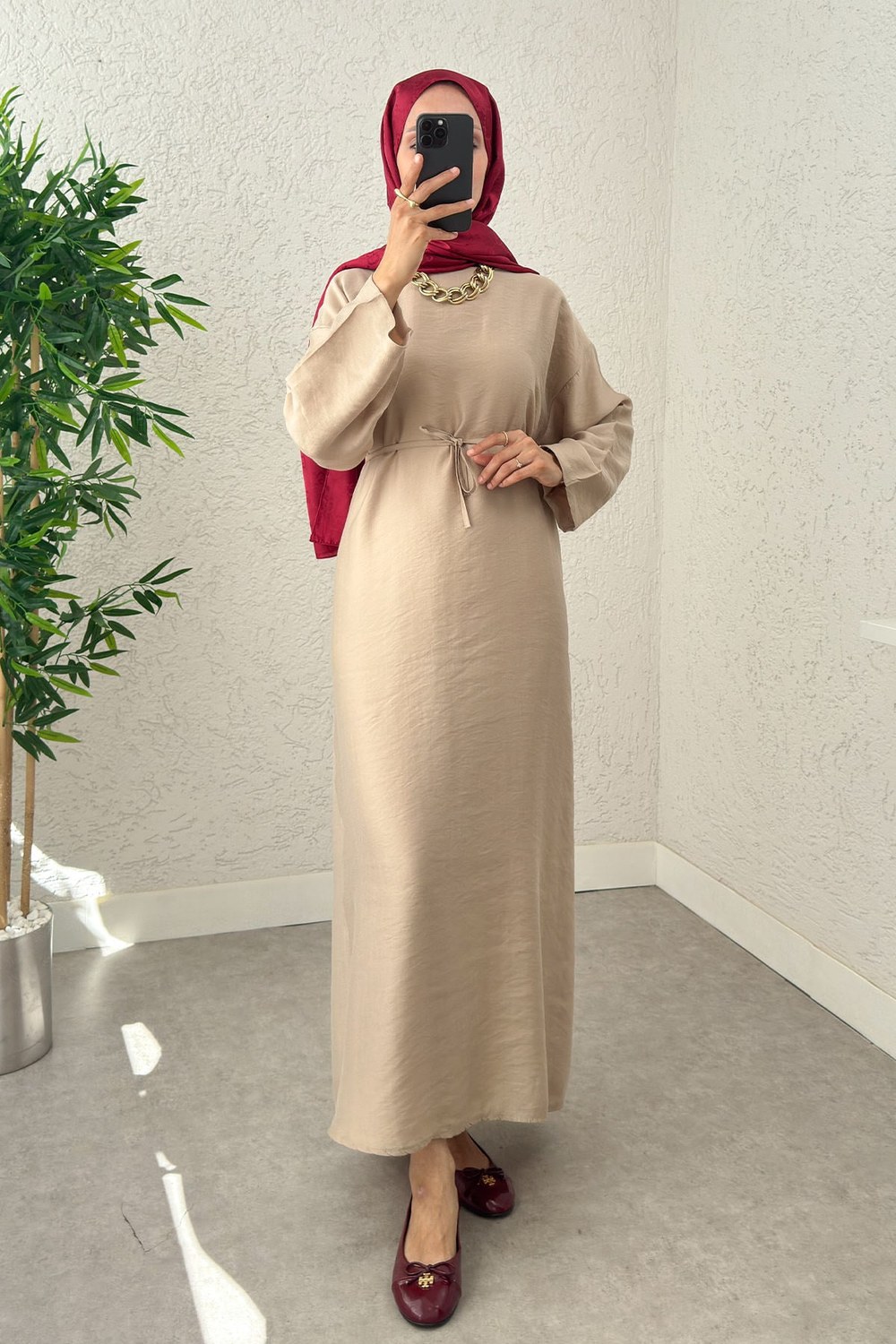 Sultan Basic Elbise 0001 - Taş Rengi