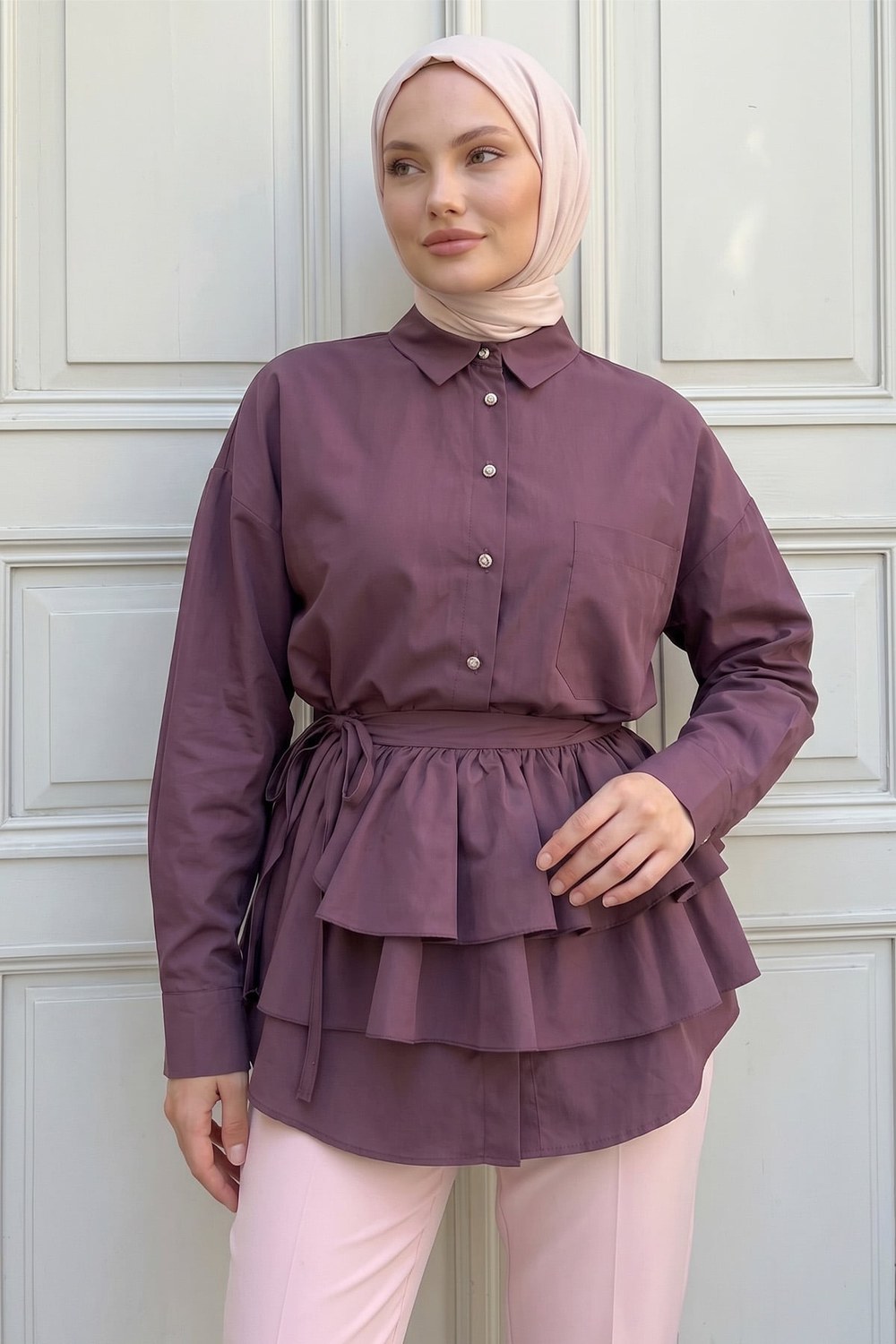 Aller Detaylı Tunik Y0123 - Mürdüm