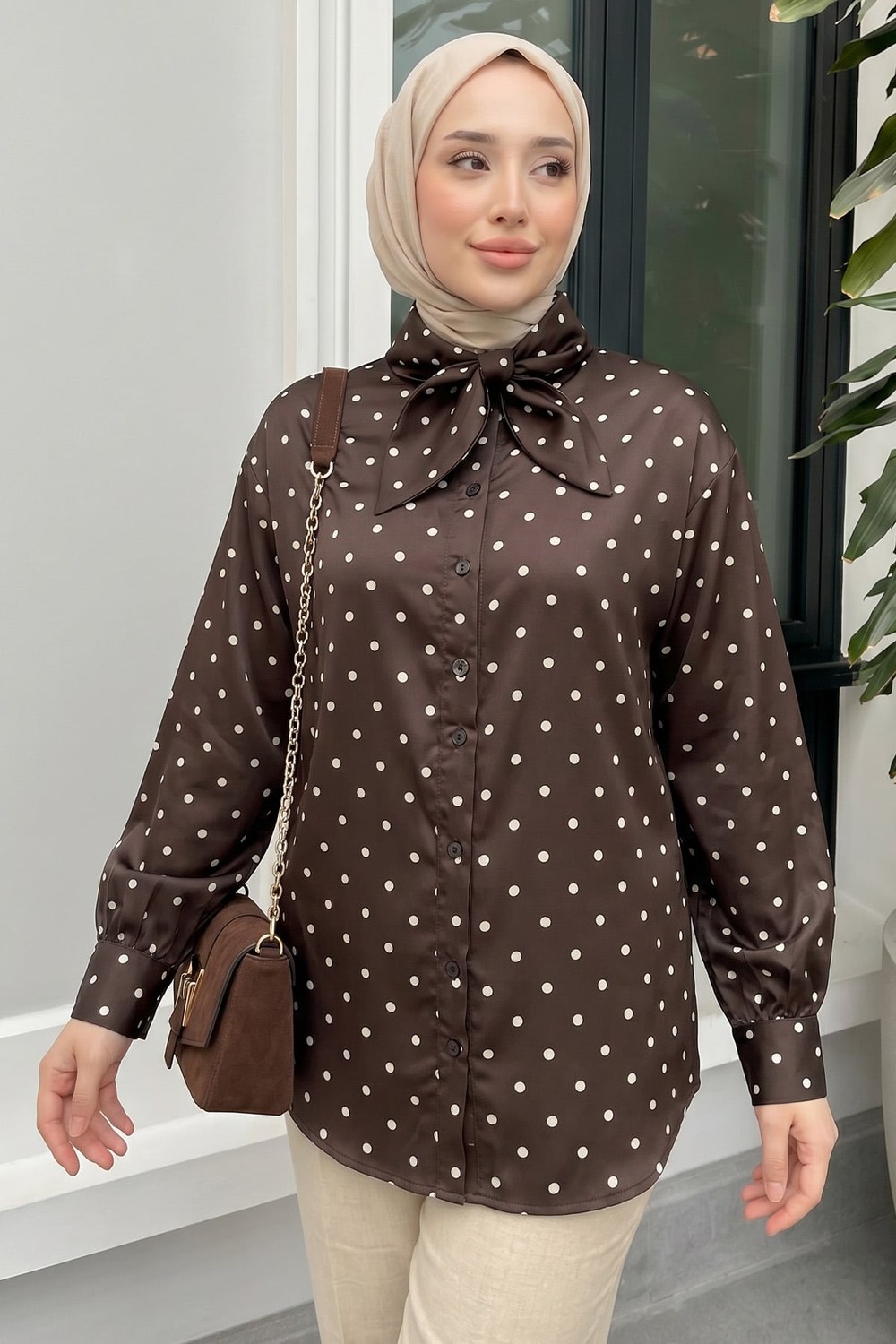 Papyon Detaylı Gömlek Y0120 - Kahve