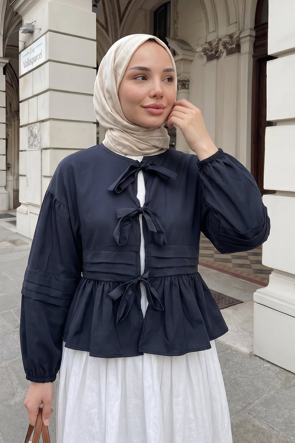 Bağcıklı Etek Üstü Kimono Y0126 - Lacivert