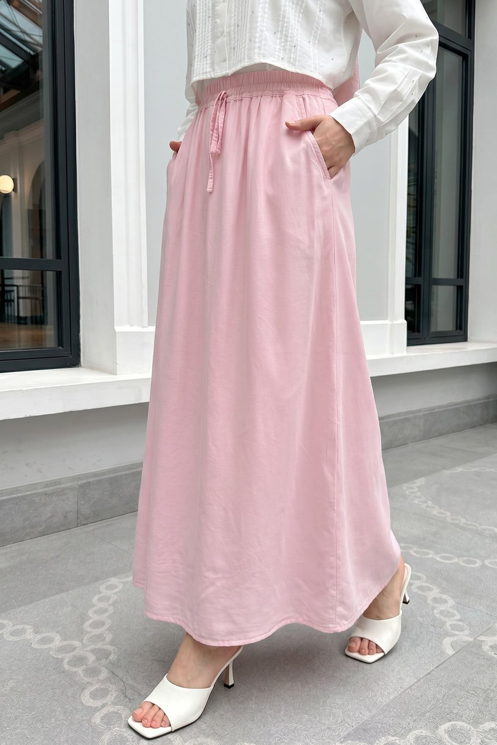 Çift Cepli Etek 31292 - Açık Pembe