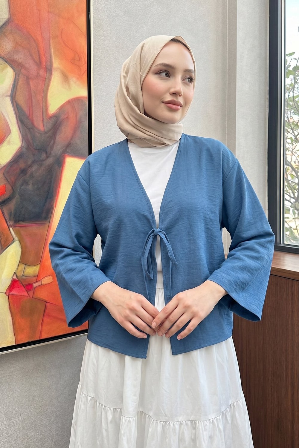 Tek Bağcıklı Kimono 2346 - İndigo Mavisi