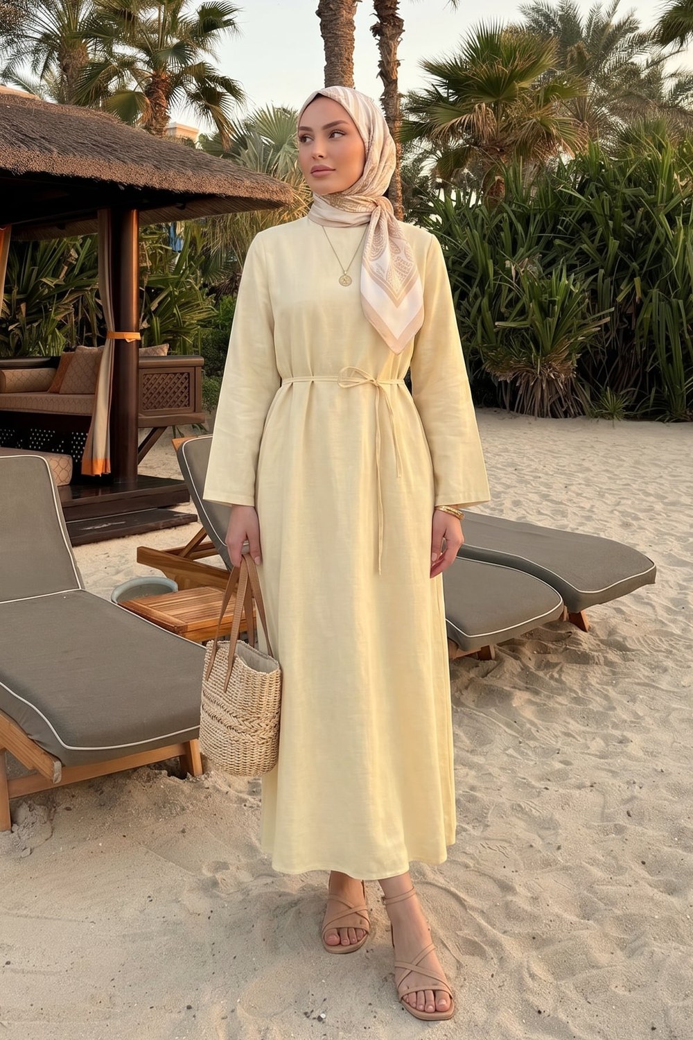 Sultan Basic Elbise 0001 - Tereyağ Sarısı