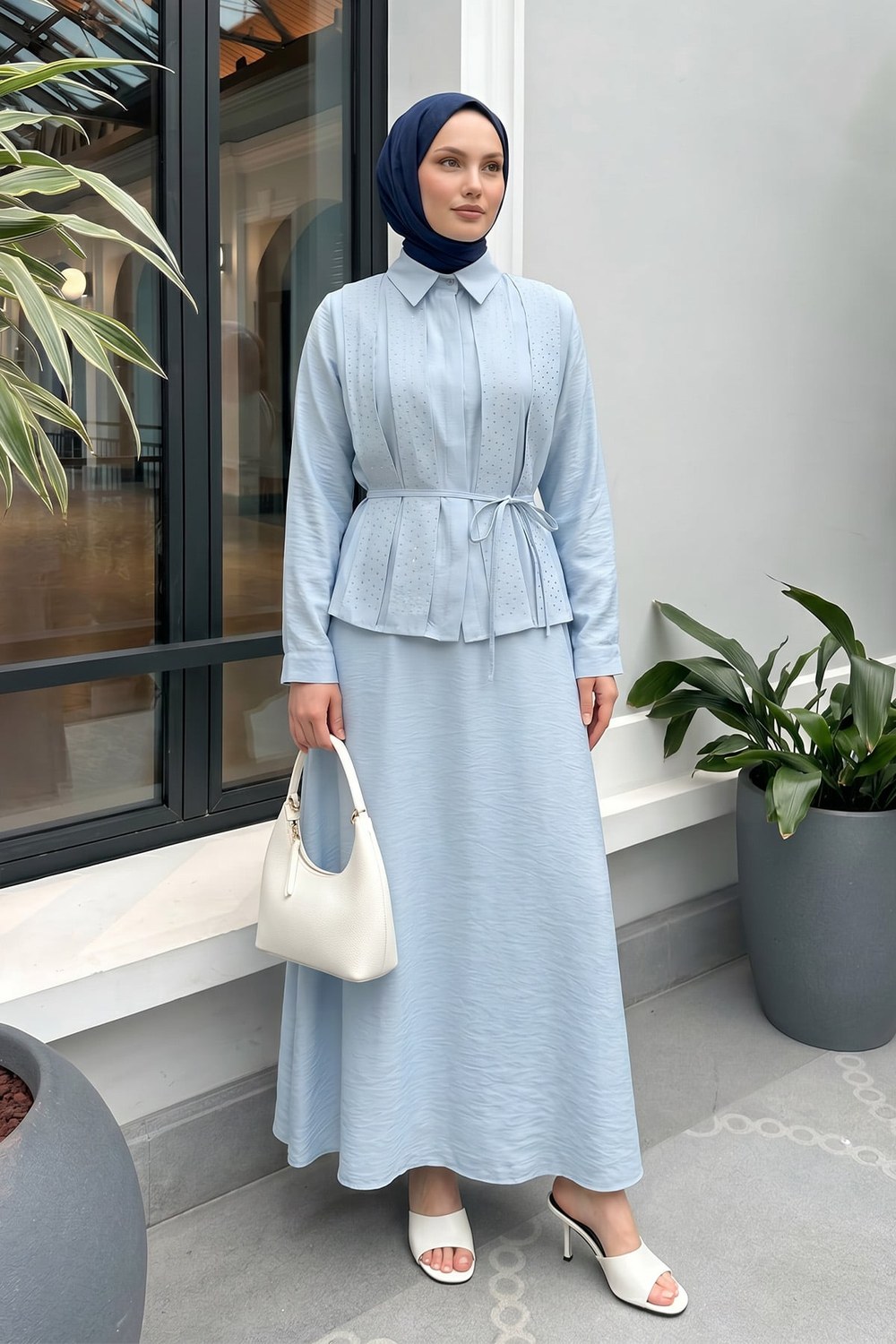 Taş Detaylı Takım 494004 - Bebe Mavisi
