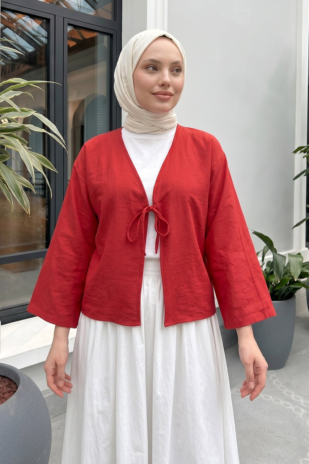 İp Bağcıklı Kimono 2362 - Kırmızı