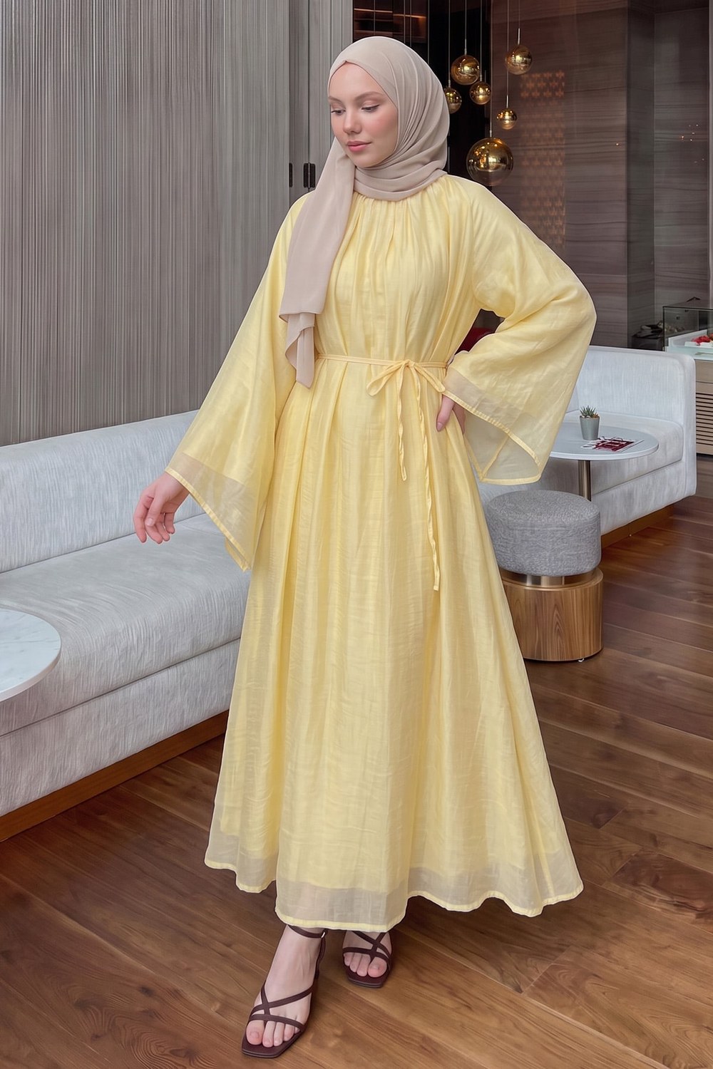 Reglan Kol Elbise Y0159 - Sarı