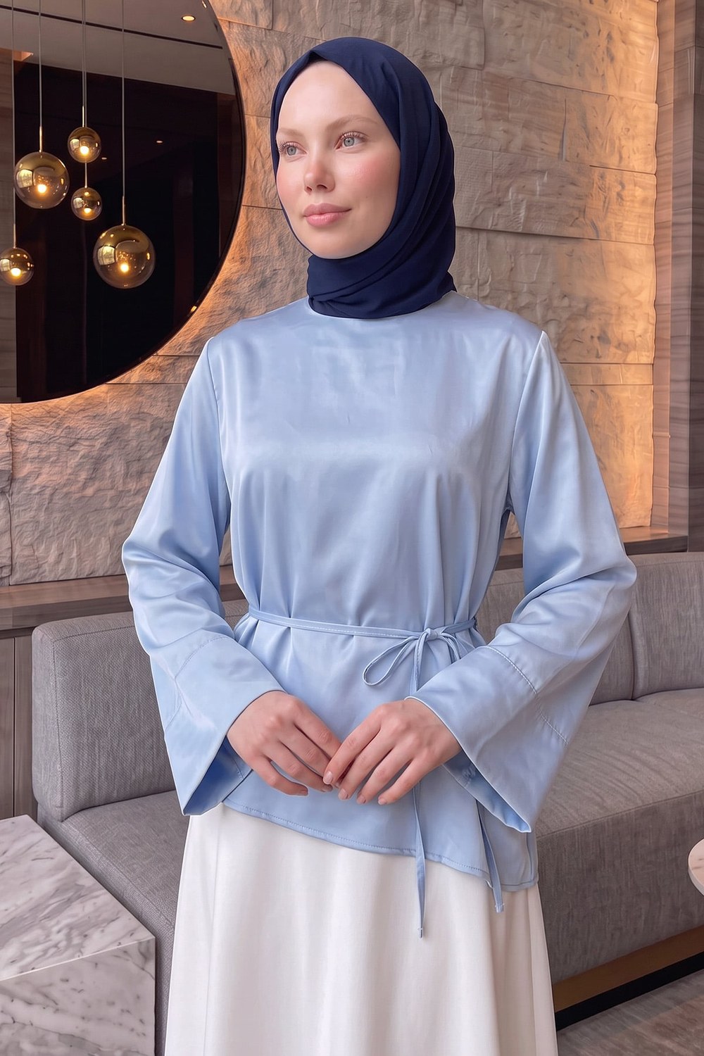 Verev Kesim Bluz Y0160 - Bebe Mavisi