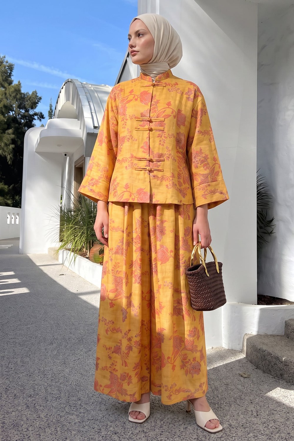Desenli Kimono Takım 262315 - Turuncu